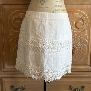 JCrew Pretty White Lace Trim Skirt Size 12